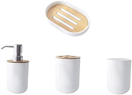 LABRIMP 4-Piece Bathroom Set with White Lotion Bottle