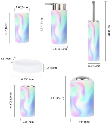 TRANQDEHOM 6 Piece Boho Gradient Blue Bathroom Accessories Set