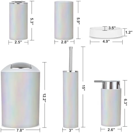6-Piece Iridescent Rainbow Bathroom Accessories Set