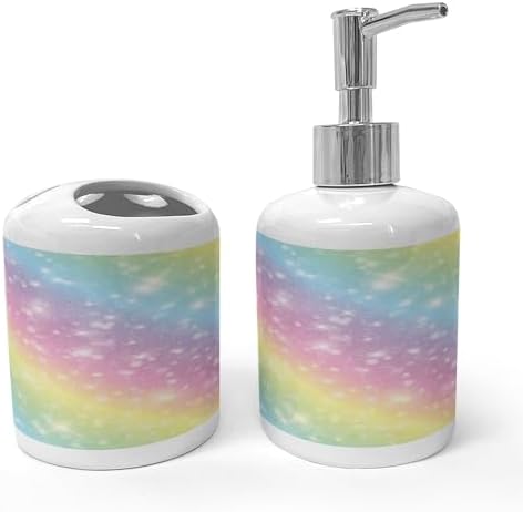 Ambesonne Galaxy Unicorn Soap Dispenser Toothbrush Holder Set