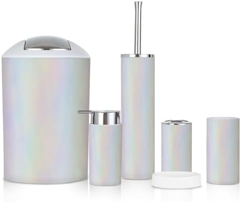6-Piece Iridescent Rainbow Bathroom Accessories Set