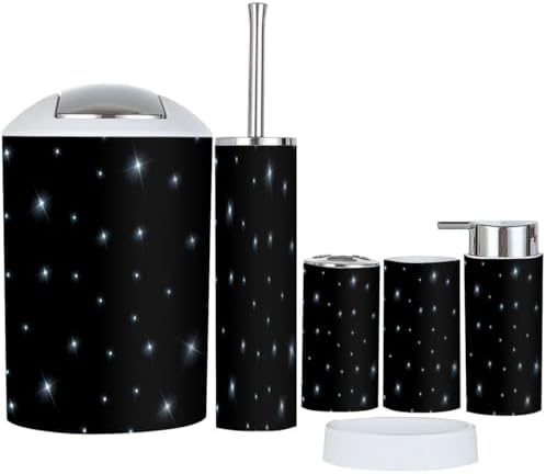 JBNJANKDAV 6 Pc Bathroom Accessories Set with Stars Galaxies Design