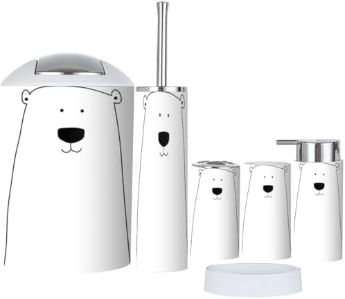Minimalist Polar Bear Bathroom Accessories Set 6 Pcs 1