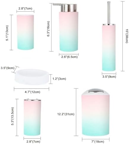 Boho Pastel Bathroom Accessory Set 6 Piece 1