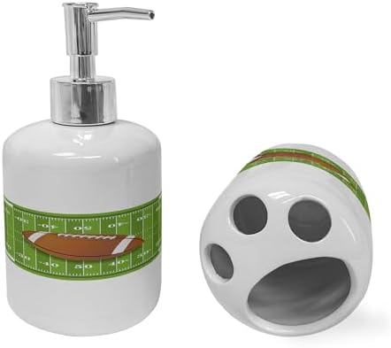 Ambesonne Football Soap Toothbrush Holder Set