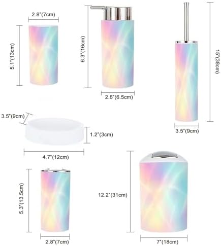 TRANQDEHOM 6-Piece Rainbow Holographic Bathroom Accessory Set