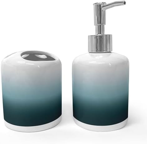 Ambesonne Ombre Soap Dispenser Toothbrush Holder Set 1