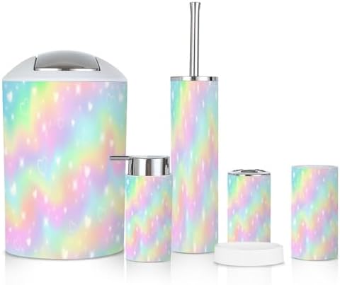 Rainbow Girlie Bathroom Accessories Set 6 Piece