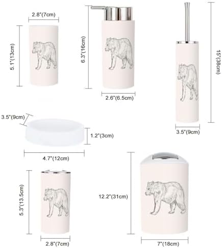 Sketch Bear Bathroom Accessories Set 6 Pcs