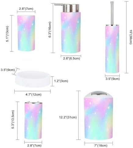 Boho Magic Rainbow Bathroom Accessory Set 6 Piece