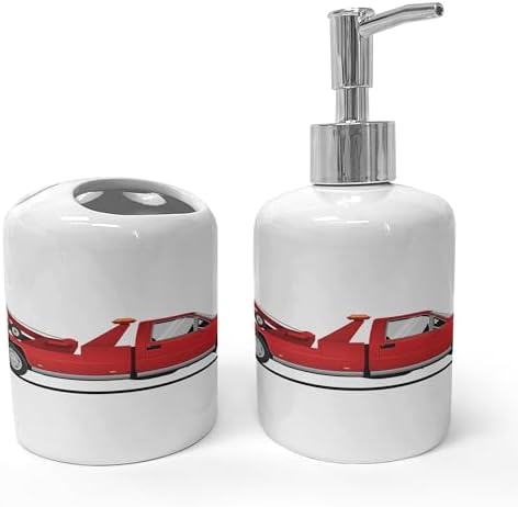 Ambesonne Emergency Repair Service Soap Dispenser Toothbrush Holder Set