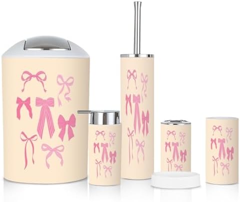 6 Piece Boho Bathroom Accessories Set with Seamless Print