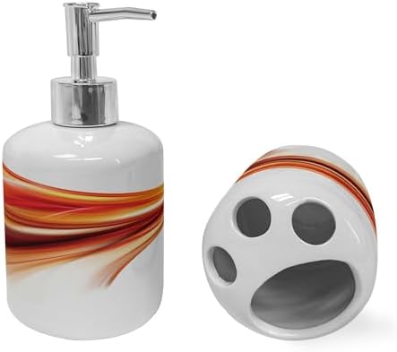 Ambesonne Abstract Soap Toothbrush Holder Set 2 Pcs Orange Red