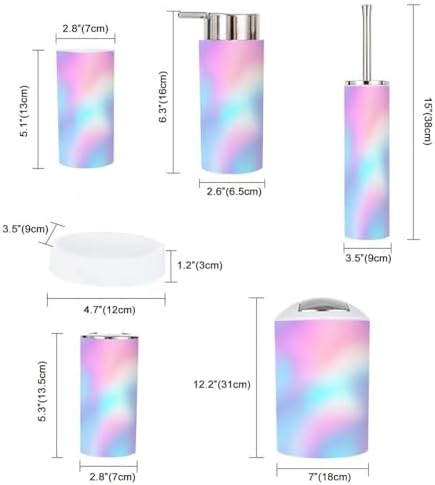 Boho Pastel Iridescent Rainbow Trash Can Set