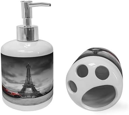 Ambesonne Eiffel Tower Soap Toothbrush Holder Set 1