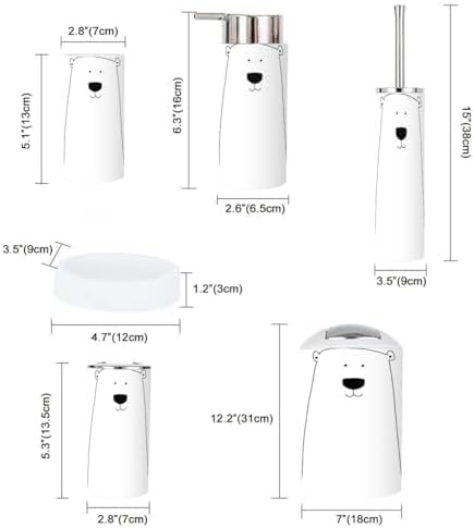 Minimalist Polar Bear Bathroom Accessories Set 6 Pcs 1