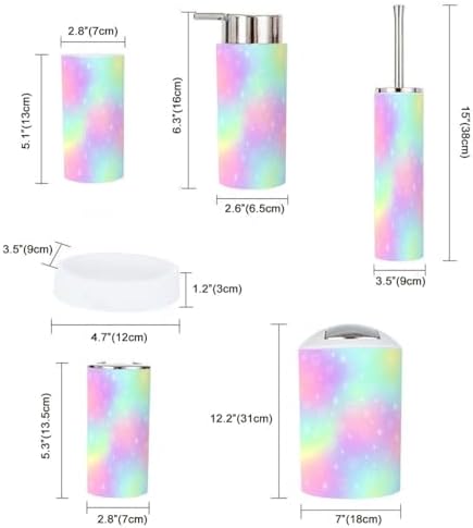 Boho Rainbow Holographic Bathroom Accessory Set 6 Piece
