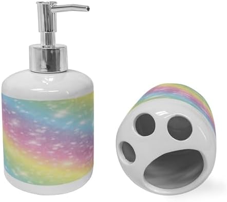 Ambesonne Galaxy Unicorn Soap Dispenser Toothbrush Holder Set