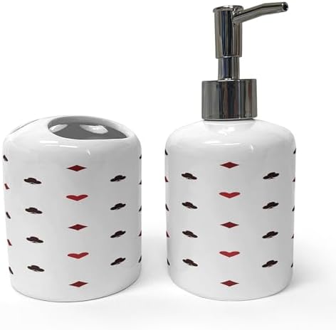 Ambesonne Casino Soap Toothbrush Holder Set 2 Pcs Red Ruby Maroon