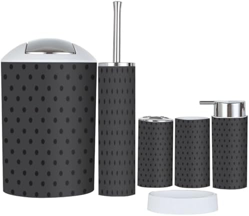 Modern Bathroom Accessories Set 6 Pcs Black White