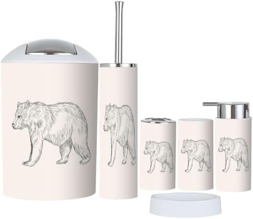 Sketch Bear Bathroom Accessories Set 6 Pcs