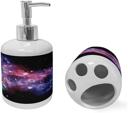Ambesonne Outer Space Soap Dispenser Toothbrush Holder Set