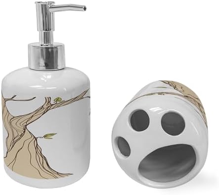 Ambesonne Cartoon Soap Toothbrush Holder Set 2 Pc Ceramic