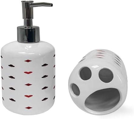 Ambesonne Casino Soap Toothbrush Holder Set 2 Pcs Red Ruby Maroon