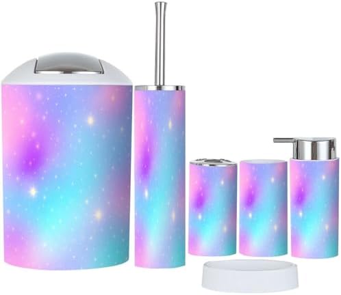 Boho Holographic Bathroom Accessory Set 6 Piece 1