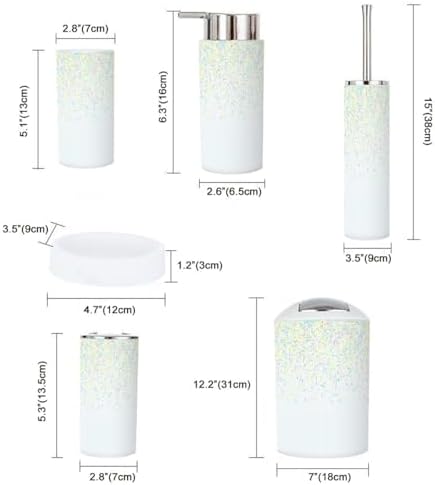 6 Piece Bathroom Accessories Set with White Chocolate Glaze Design