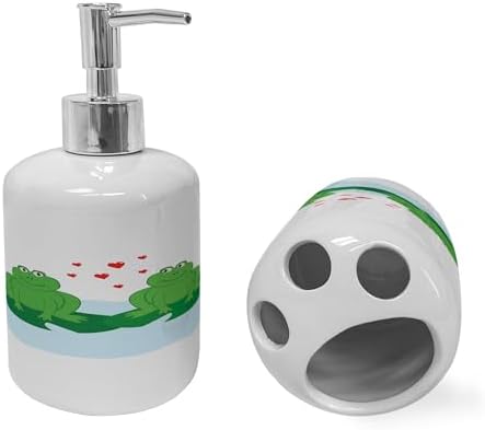 Ambesonne Love Soap Toothbrush Set - Frogs on Lake 2 Pcs