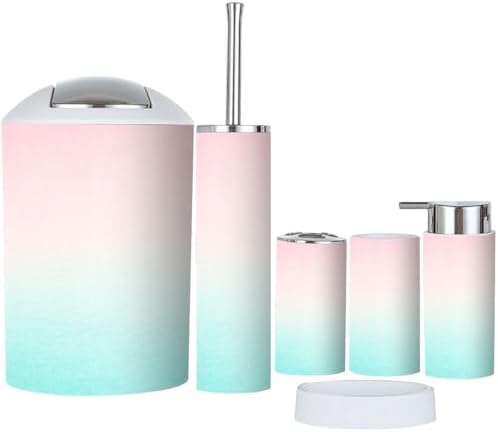 Boho Pastel Bathroom Accessory Set 6 Piece 1