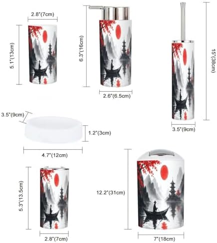 Boho Japanese Style Bathroom Accessory Set of 6