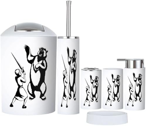 Bathroom Accessories Set 6 Pcs Durable White Modern Storage
