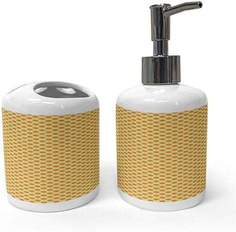 Ambesonne Orange Soap Dispenser Toothbrush Holder Set 2 Pcs