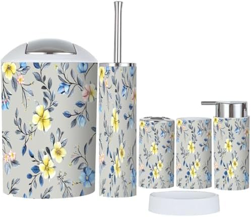 TRANQDEHOM 6-Piece Boho Bathroom Accessory Set 1