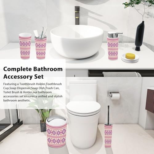 Boho Striped Bathroom Accessory Set 6 Piece