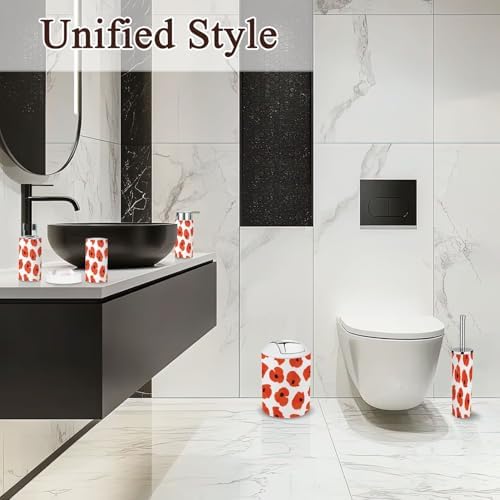 6 Piece Boho Bathroom Accessories Set with Flower Print