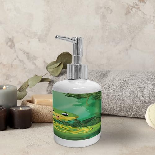 Ambesonne Moss Green Soap Dispenser Toothbrush Holder Set