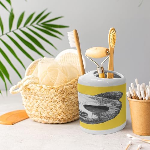 Ambesonne Ceramic Soap Toothbrush Holder Set 2 Pcs Bear Design