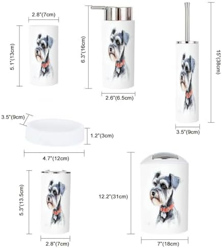Boho Schnauzer Dog Bathroom Accessory Set 6 Piece 1