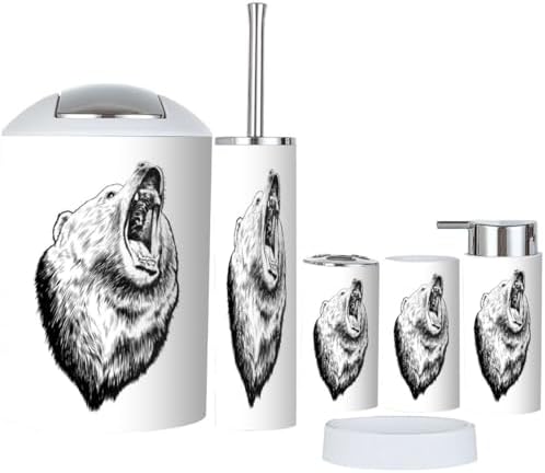 Bathroom Accessories Set 6 Pcs Engraved Style Decor