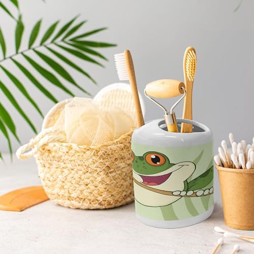 Ambesonne Frogs Soap Dispenser Toothbrush Holder Set