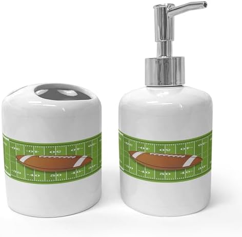 Ambesonne Football Soap Toothbrush Holder Set