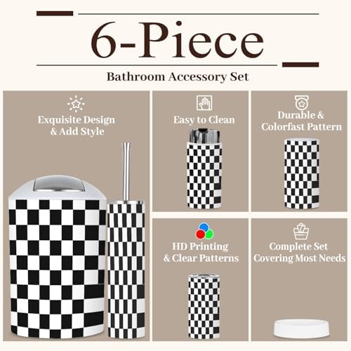 6 Piece Bathroom Accessories Set Modern Boho Design