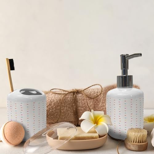 Ambesonne Polka Dot Soap Dispenser Toothbrush Holder Set 2 Pcs