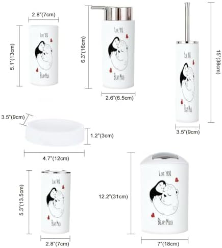 Bathroom Accessories Set 6 Pcs with Penguin and Bear Design