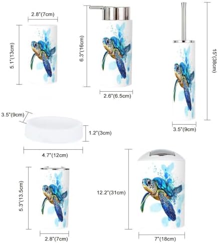 Boho Sea Turtle Bathroom Accessory Set 6 Piece
