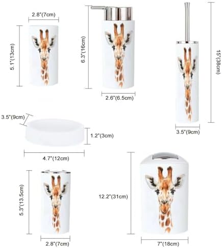 Boho Giraffe Bathroom Accessory Set 6 Piece