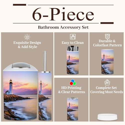 6 Piece Bathroom Accessories Set Fort Pickering Lighthouse